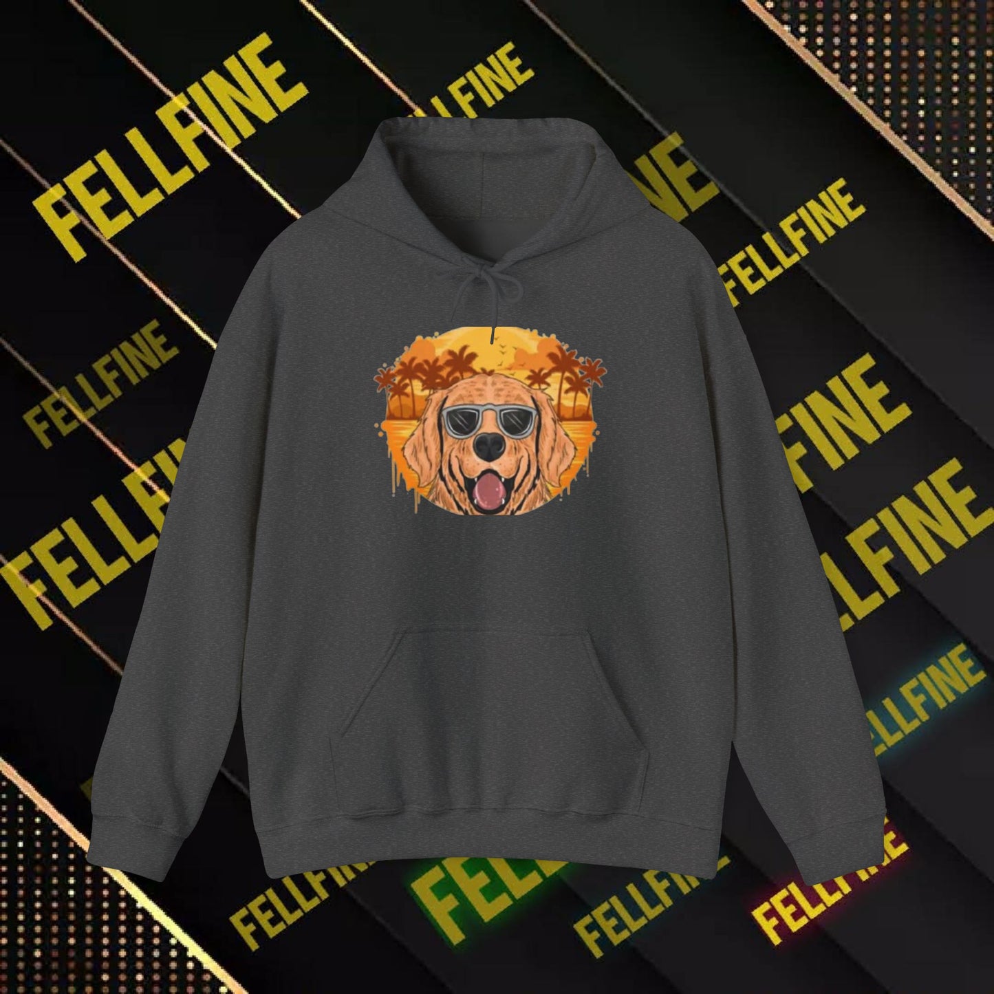 Golden Retriever Sunglasses Hoodie — Retro Beach Dog Pullover