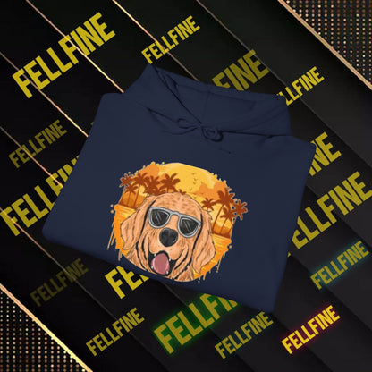 Golden Retriever Sunglasses Hoodie — Retro Beach Dog Pullover
