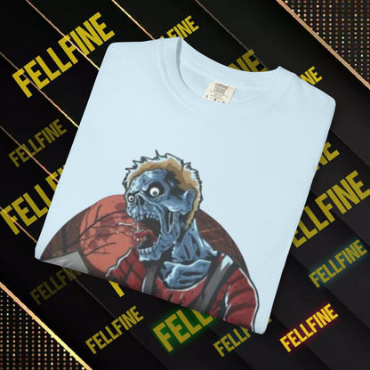 Zombie Lumberjack T-Shirt — Horror Graphic Tee with Axe & 'Fellfine' Design