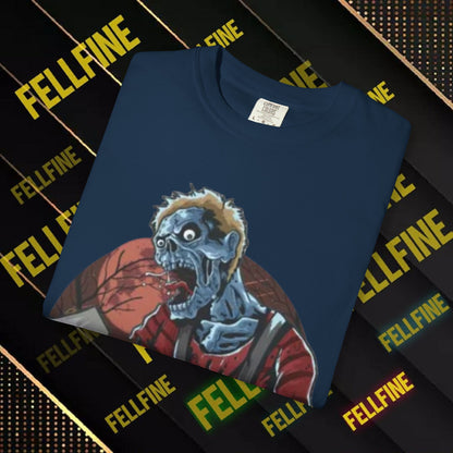 Zombie Lumberjack T-Shirt — Horror Graphic Tee with Axe & 'Fellfine' Design