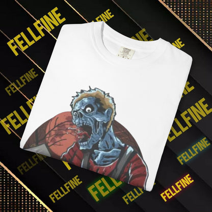 Zombie Lumberjack T-Shirt — Horror Graphic Tee with Axe & 'Fellfine' Design