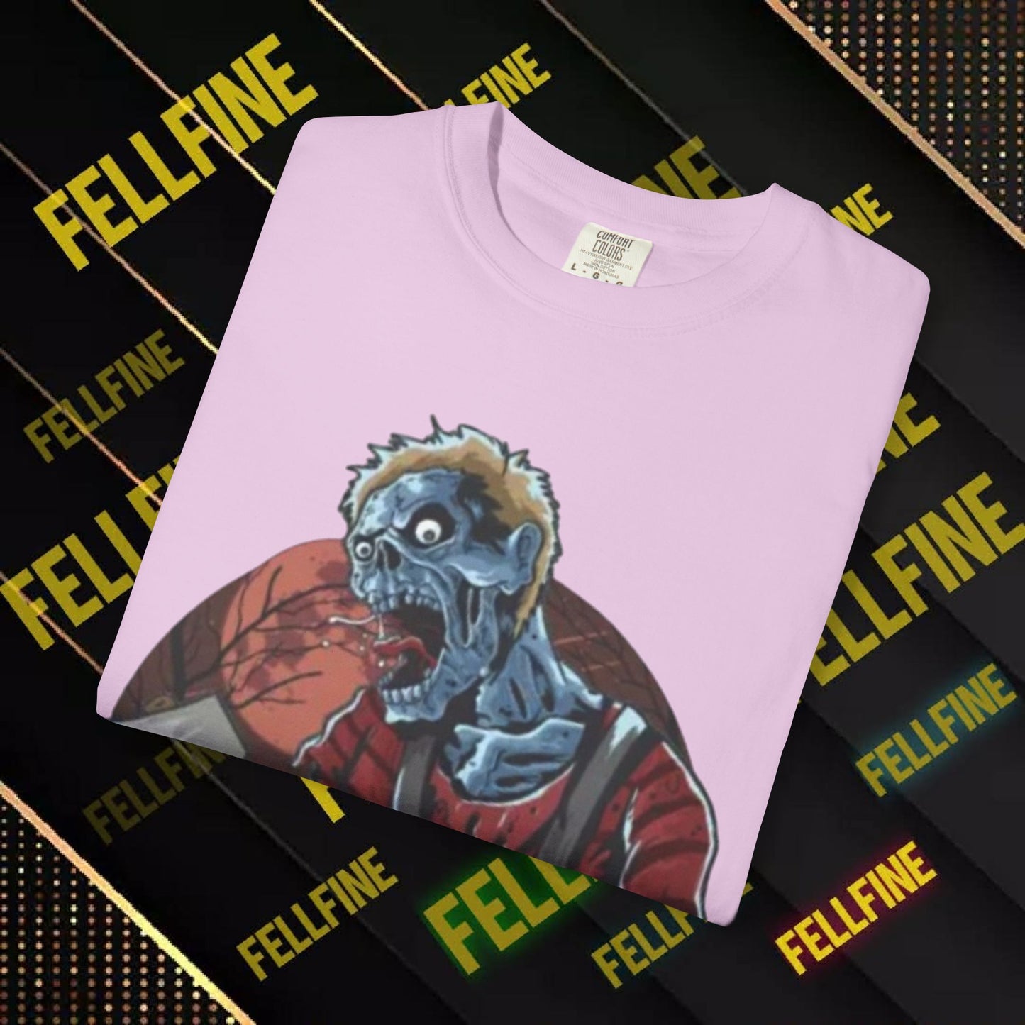 Zombie Lumberjack T-Shirt — Horror Graphic Tee with Axe & 'Fellfine' Design