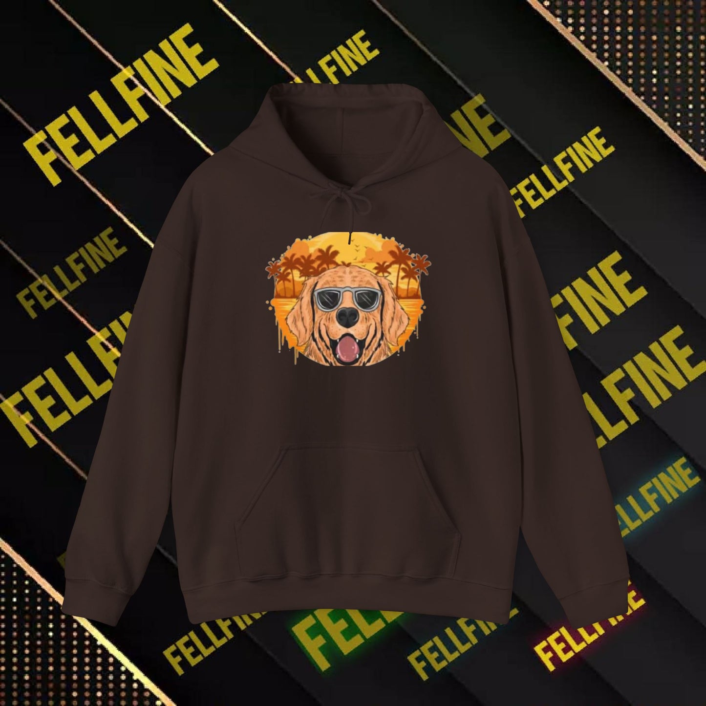 Golden Retriever Sunglasses Hoodie — Retro Beach Dog Pullover