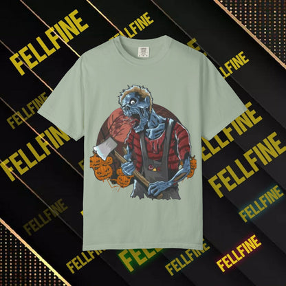 Zombie Lumberjack T-Shirt — Horror Graphic Tee with Axe & 'Fellfine' Design