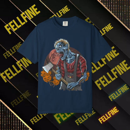 Zombie Lumberjack T-Shirt — Horror Graphic Tee with Axe & 'Fellfine' Design