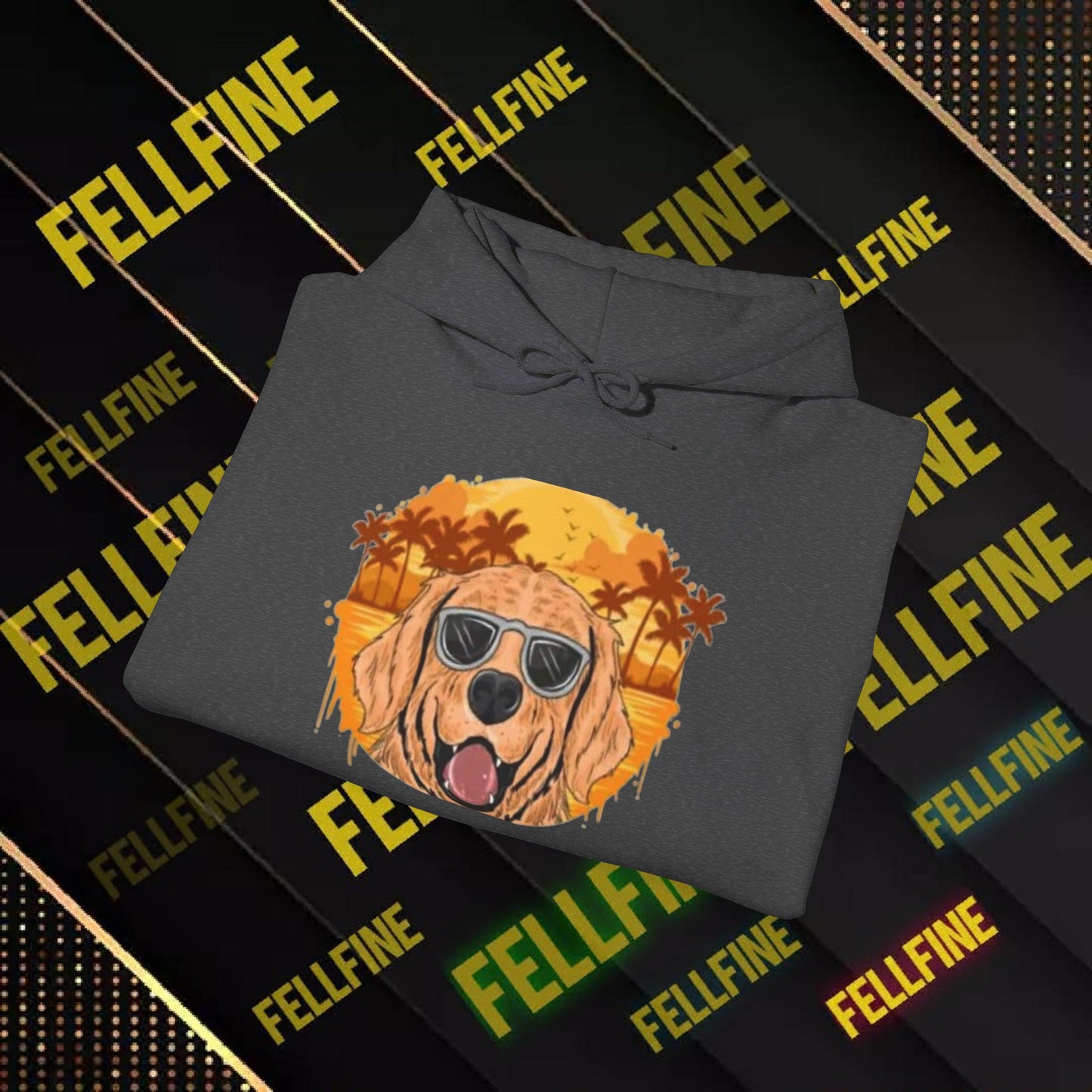 Golden Retriever Sunglasses Hoodie — Retro Beach Dog Pullover