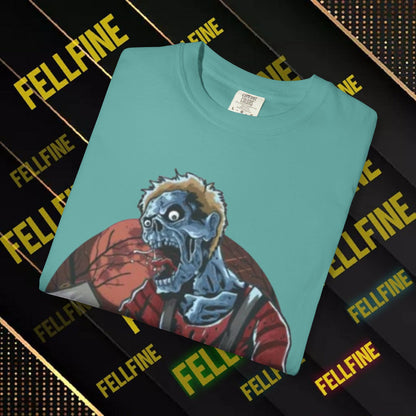 Zombie Lumberjack T-Shirt — Horror Graphic Tee with Axe & 'Fellfine' Design