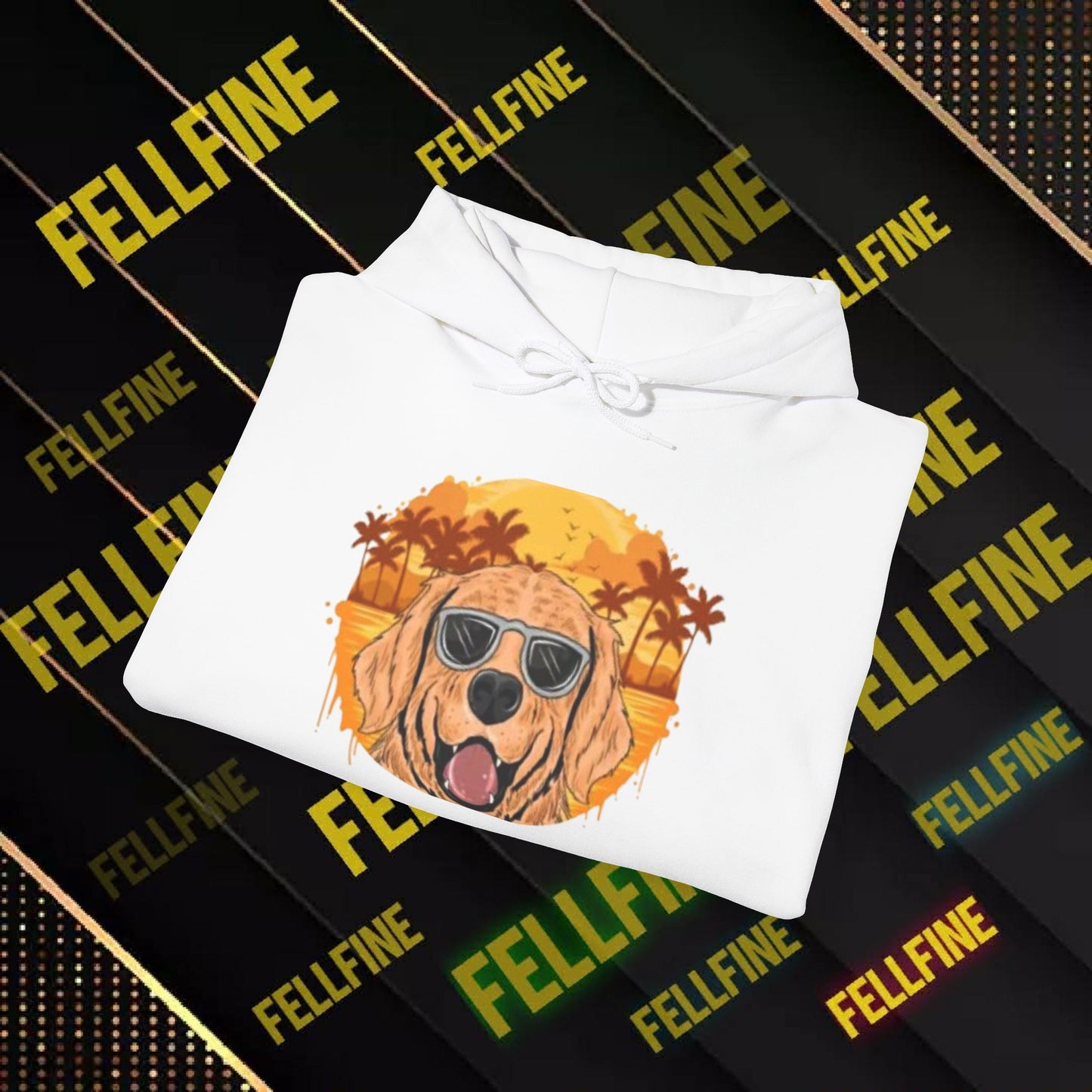 Golden Retriever Sunglasses Hoodie — Retro Beach Dog Pullover