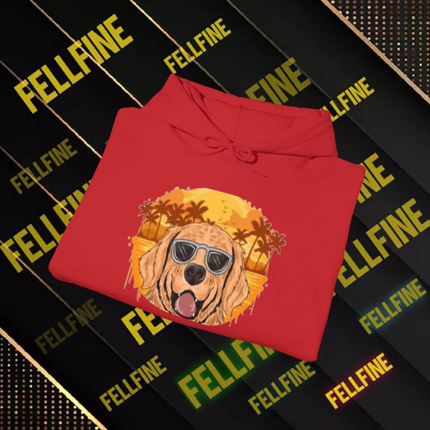 Golden Retriever Sunglasses Hoodie — Retro Beach Dog Pullover